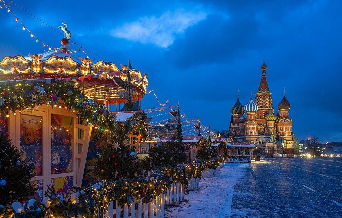 Российские города в новый год. Москва. Simu Москва. Moscow Red Square Winter. ГУМ каток