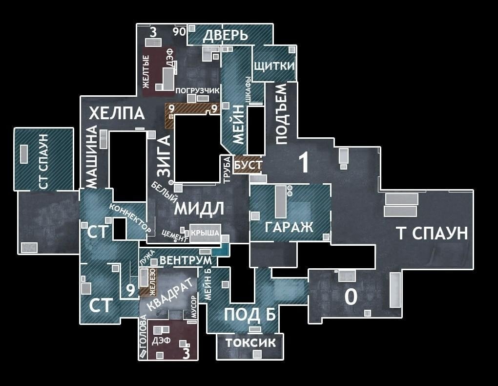 Карта Mirage в CSGO расшифровка названий позиций на RUS и ENG