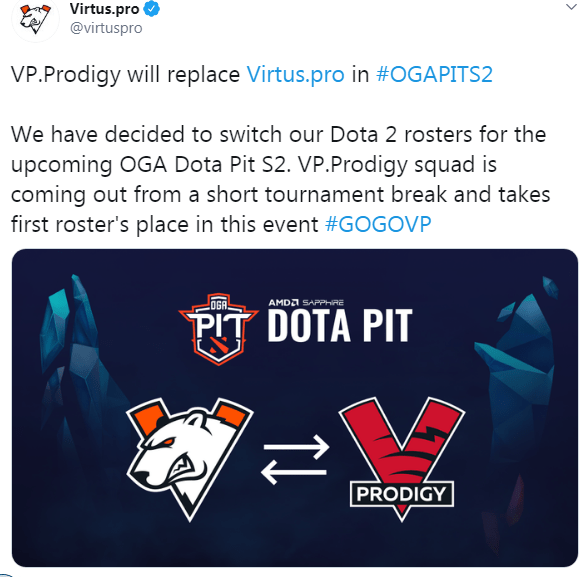 VPProdigy заменят Virtuspro на OGA Dota PIT Season 2