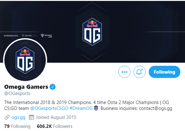 OG сменили название страницы в Twitter на Omega Gamers