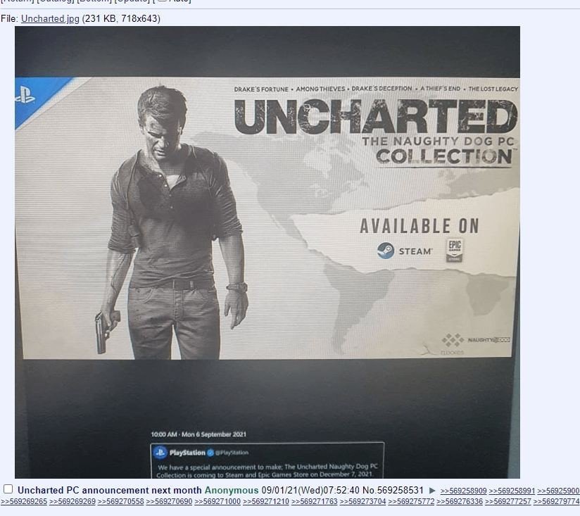 В Cети появилась предполагаемая дата выхода Uncharted на ПК
