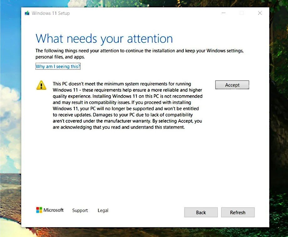 Установить Windows 11 на неподдерживаемый ПК можно но это коечем грозит