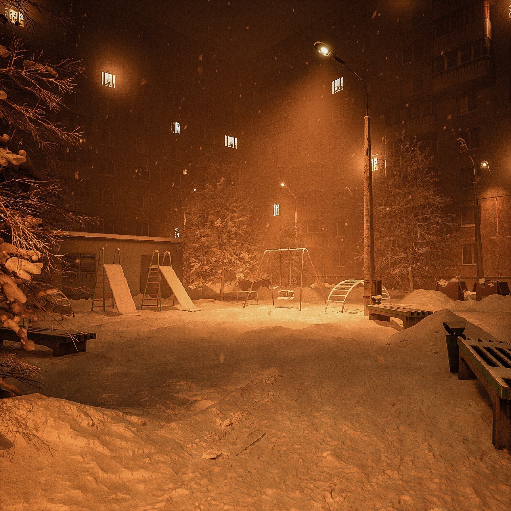 Дизайнер нарисовал двор российского города на Unreal Engine 5 вышло атмосферно