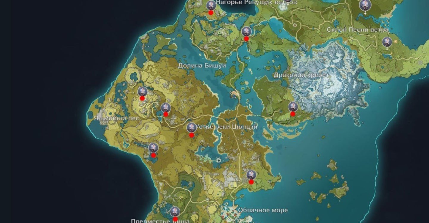 карта местоположения Странного хиличурла в Геншин Импакт