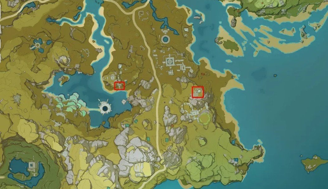 карта Геншин Импакт с отметками каменных табличек