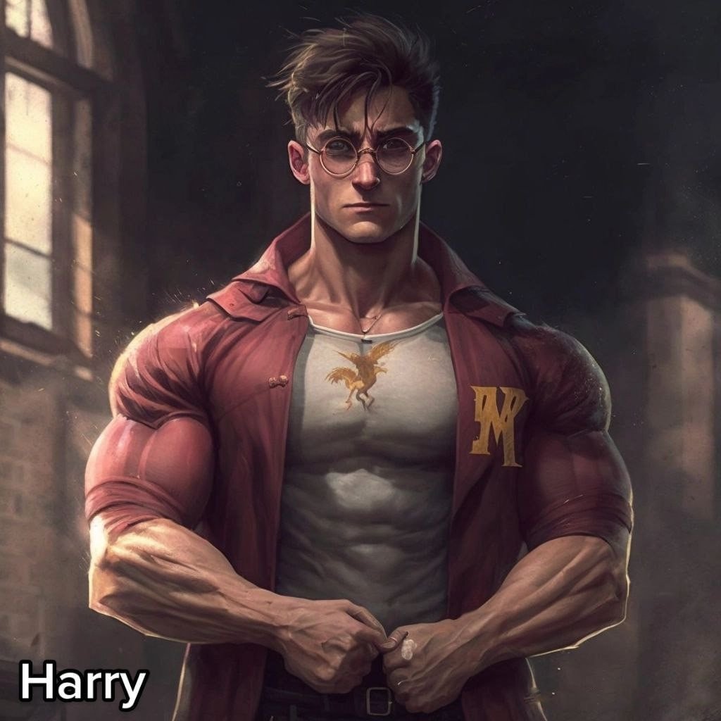Гермиона на стероидах нейросеть нарисовала перекаченных героев Гарри Поттера