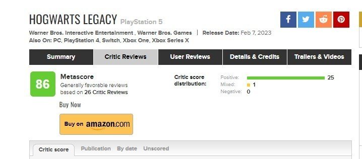 Отзывы о Hogwarts Legacy шокирующие первые оценки на Metacritic