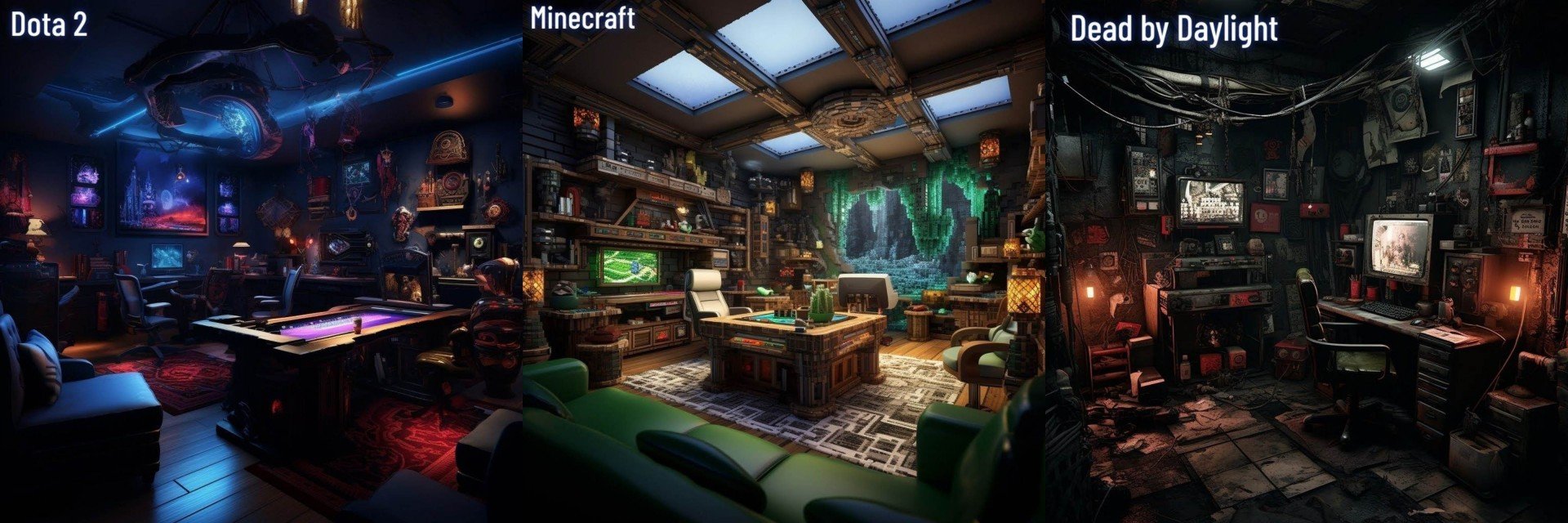 Нейросеть показала комнаты мечты геймеров в стиле GTA 5 Dota 2 и других игр