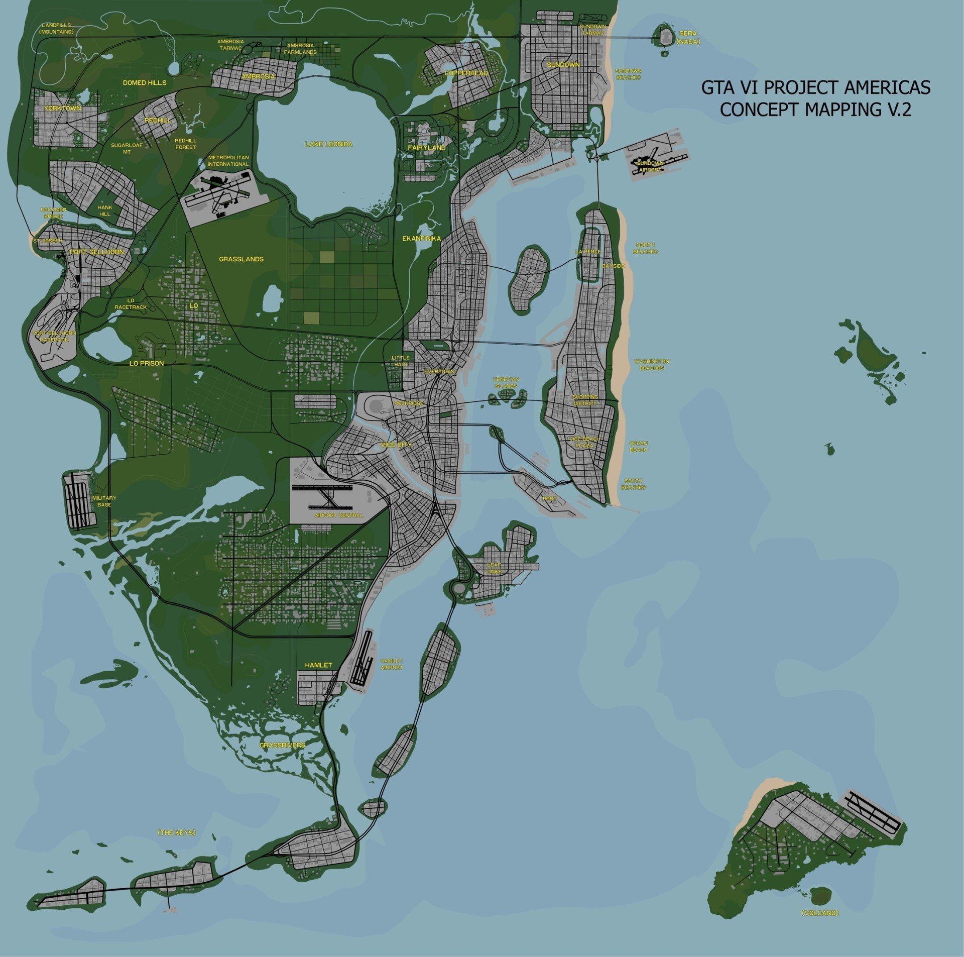 Фанат создал детальную карту GTA 6 с ВайсСити и множеством островов