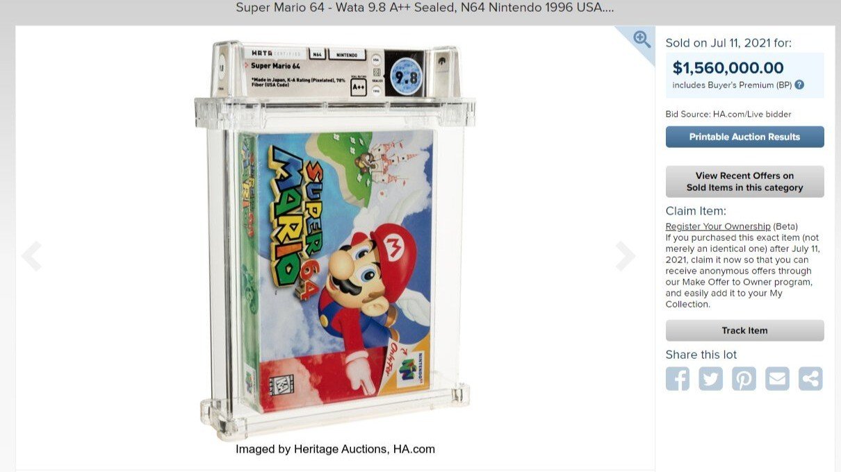 Картридж Super Mario 64 был продан за 156 млн  это новый рекорд аукциона