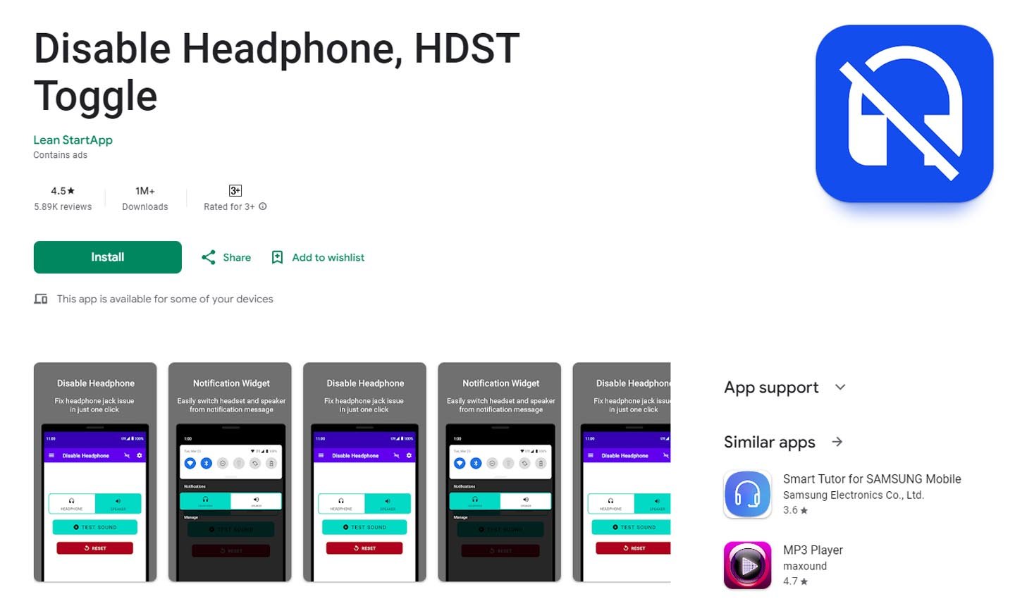 Источник: GooglePlay / Disable Headphones