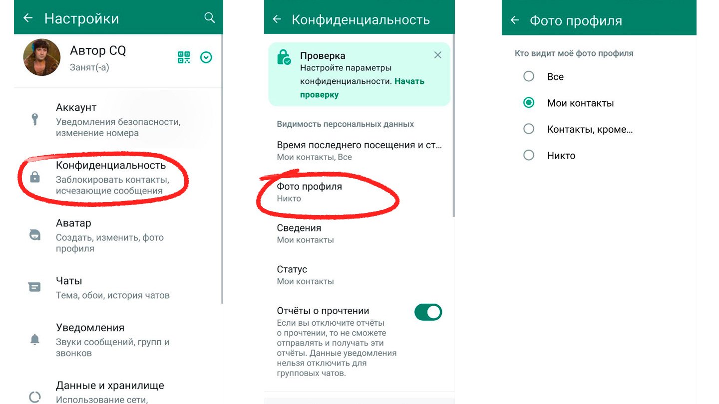 Как сменить фото профиля в Ватсап - CQ