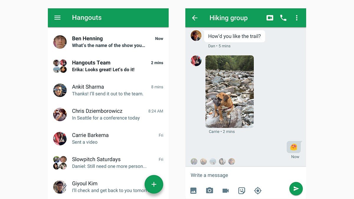 Источник: TechRadar / Пример интерфейса клиента Hangouts на телефоне