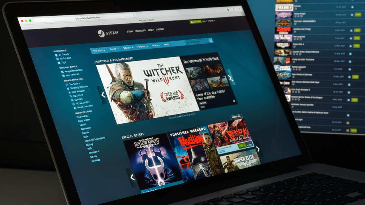 Источник: acessogeek.com / Интерфейс Steam на ноутбуке