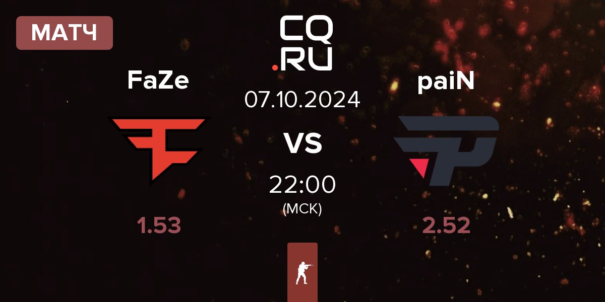 Матч FaZe Clan FaZe vs paiN Gaming paiN | 07.10