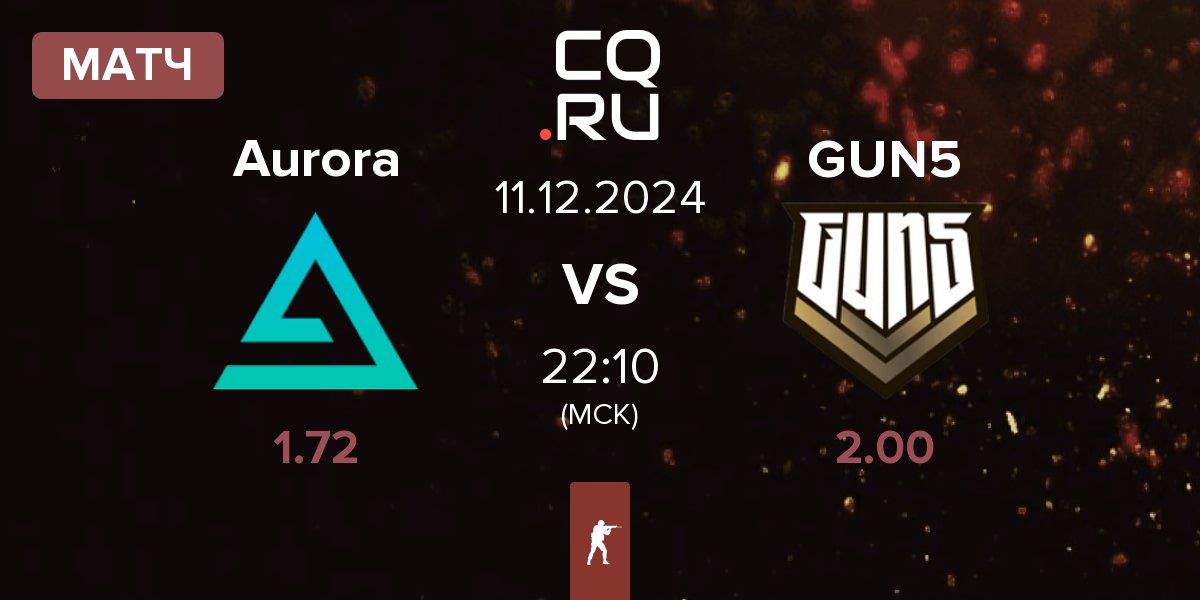 Матч Aurora Gaming Aurora vs GUN5 Esports GUN5 | 11.12