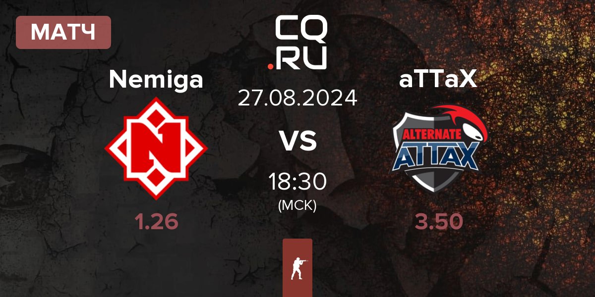 Матч Nemiga Gaming Nemiga vs ALTERNATE aTTaX aTTaX | 27.08