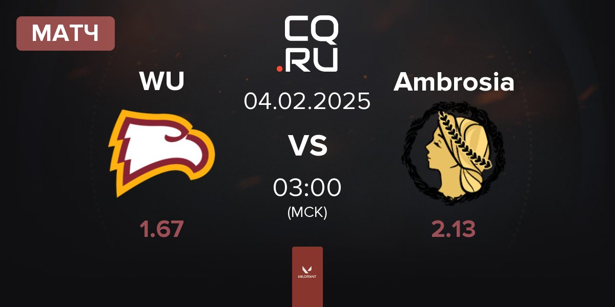 Матч Winthrop University WU vs Ambrosia AMB | 03.02