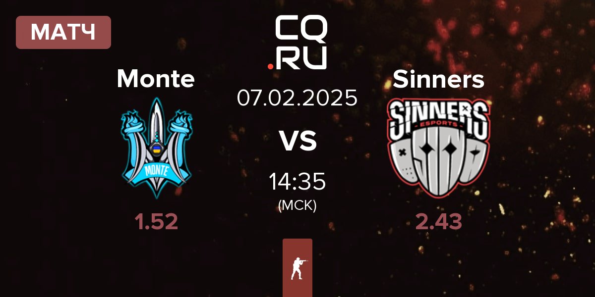 Матч Monte vs Sinners Esports Sinners | 07.02