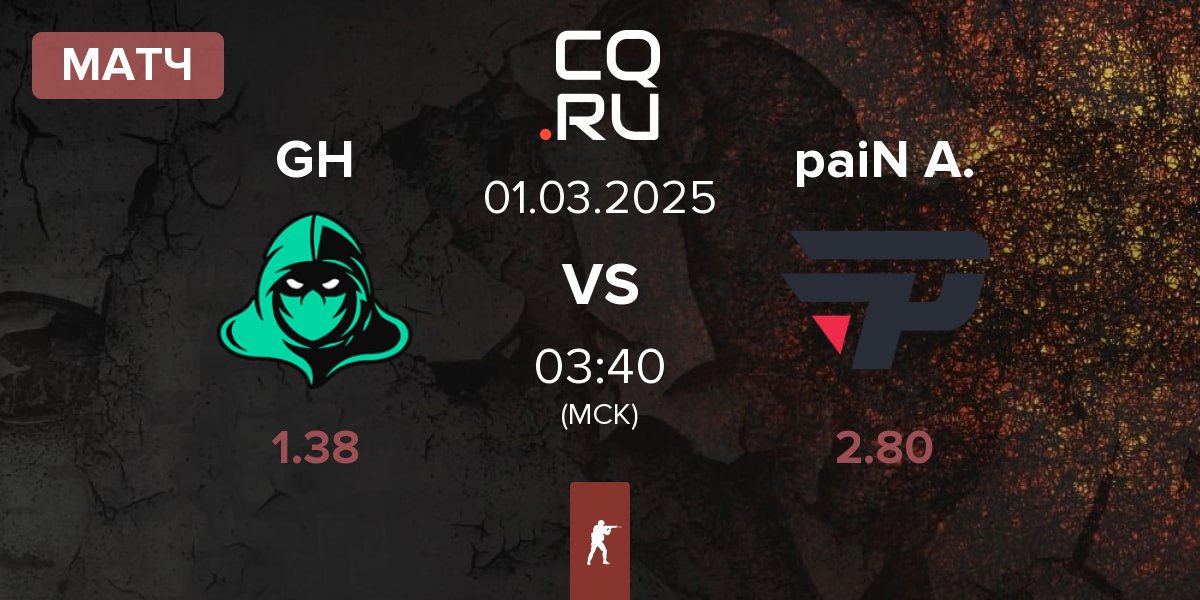 Матч GameHunters GH vs paiN Academy paiN A. | 01.03