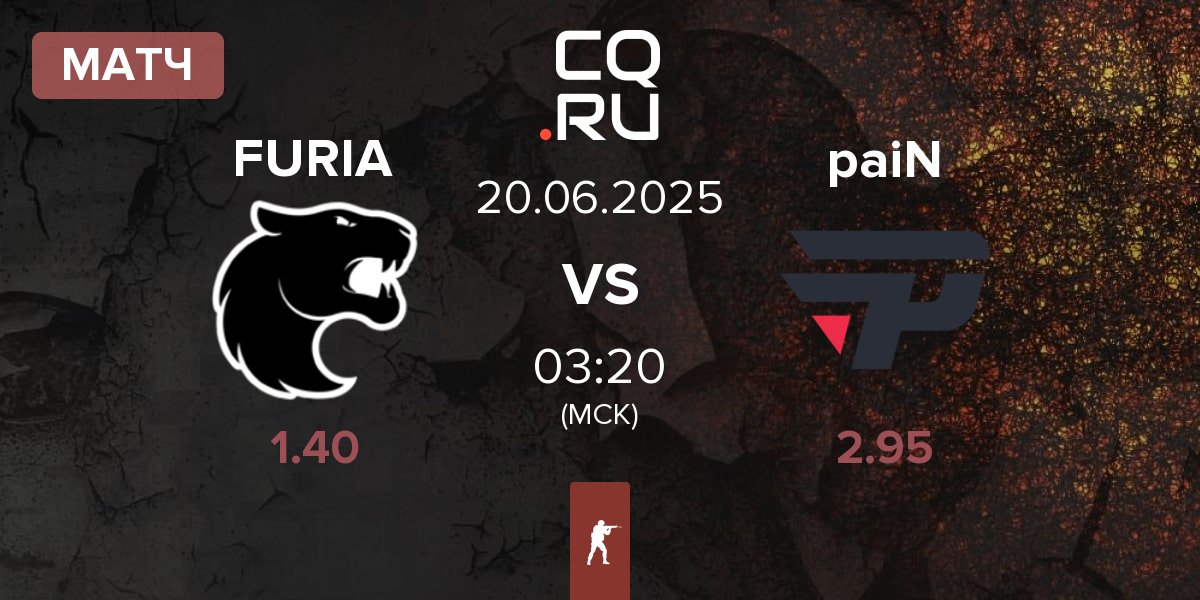 Матч FURIA Esports FURIA vs paiN Gaming paiN | 20.06