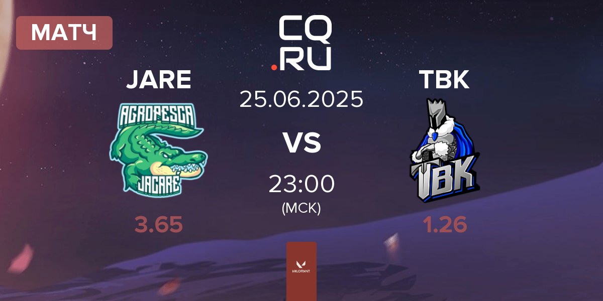 Матч Agropesca Jacare JARE vs TBK Esports TBK | 25.06