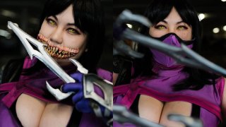 Модель с огромной грудью показала косплей на Милину из Mortal Kombat 11