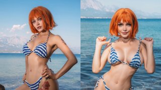 Kalinka Fox показала грудь в образе Нами из аниме One Piece
