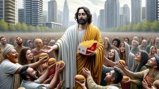 Иисус с пришельцами Нейросеть модернизировала библейские мотивы